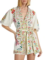 Floral Linen-Blend Romper