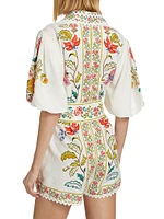 Floral Linen-Blend Romper