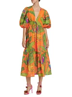 Fresh Macaws Midi-Dress