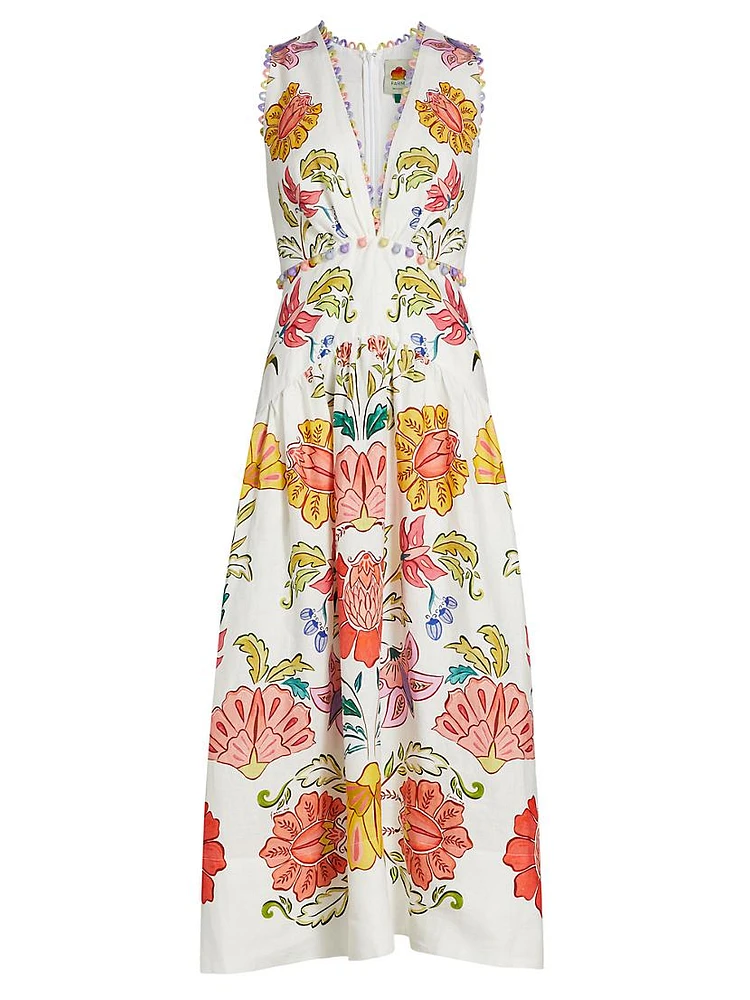 Floral Insects V-Neck Maxi Dress