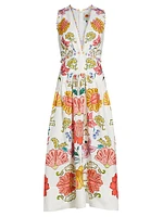 Floral Insects V-Neck Maxi Dress