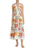 Floral Insects V-Neck Maxi Dress