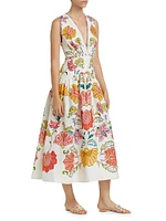 Floral Insects V-Neck Maxi Dress