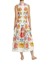 Floral Insects V-Neck Maxi Dress