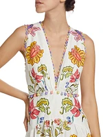 Floral Insects V-Neck Maxi Dress