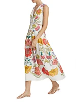 Floral Insects V-Neck Maxi Dress