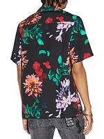 Floral Button-Front Camp Shirt