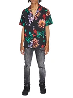 Floral Button-Front Camp Shirt