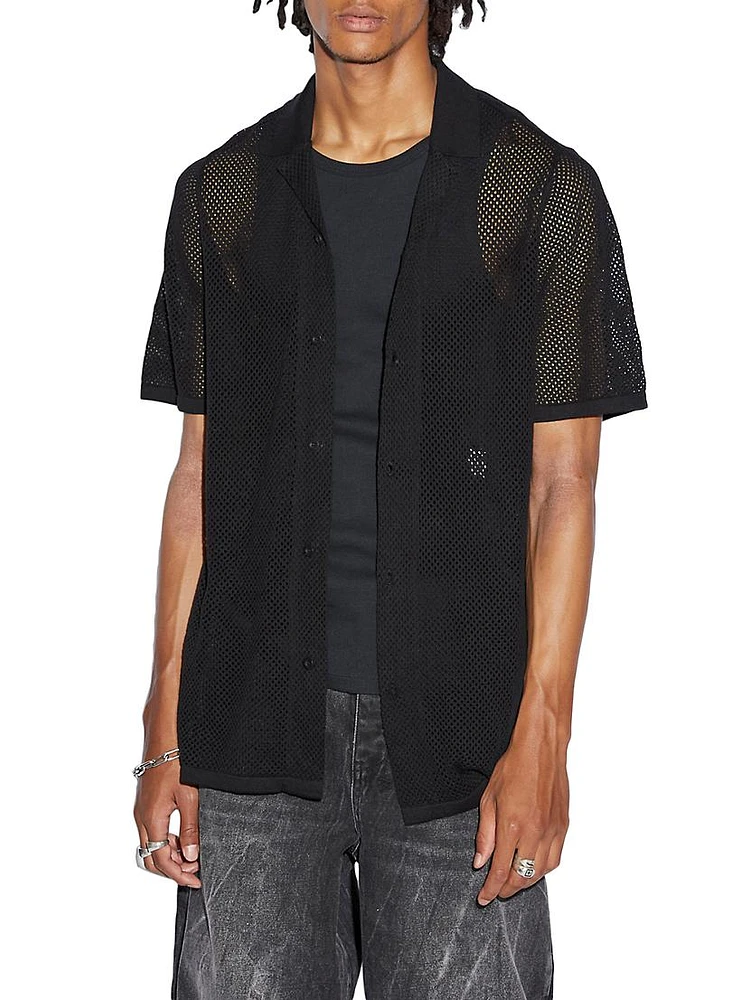 Net Worth Mesh Cotton Camp Shirt