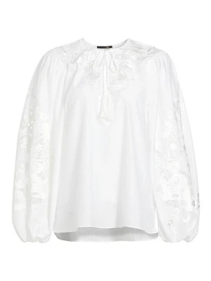 Gloria Embroidered Cotton-Silk Voile Blouse