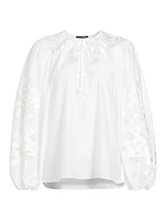 Gloria Embroidered Cotton-Silk Voile Blouse