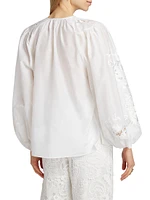 Gloria Embroidered Cotton-Silk Voile Blouse