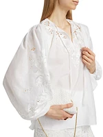 Gloria Embroidered Cotton-Silk Voile Blouse