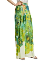 Alessia Floral Satin Wide-Leg Pants