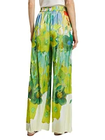 Alessia Floral Satin Wide-Leg Pants