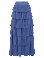 Lou Cotton & Silk Tiered Maxi Skirt