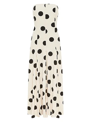 Marcello Polka Dot Cotton Twill Strapless Maxi Dress