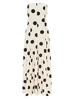 Marcello Polka Dot Cotton Twill Strapless Maxi Dress