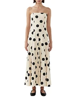 Marcello Polka Dot Cotton Twill Strapless Maxi Dress