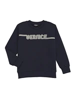 Little Boy's & Logo Print Crewneck Sweatshirt