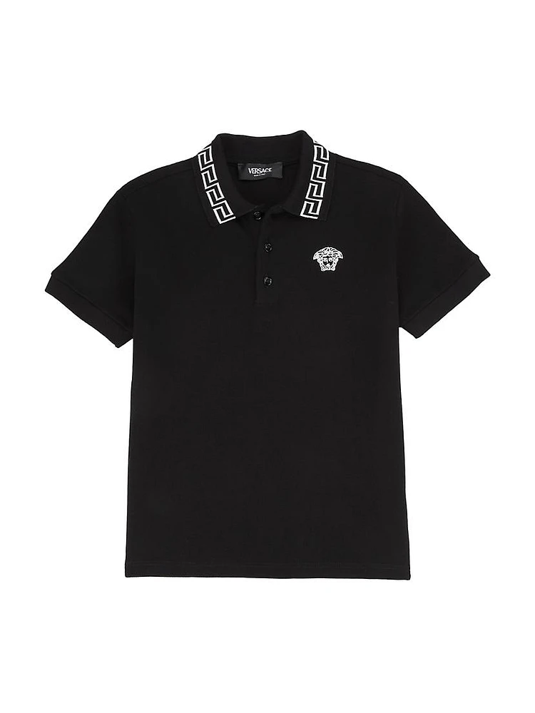 Little Boy's & Medusa Embroidery Piqué Polo