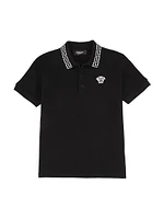 Little Boy's & Medusa Embroidery Piqué Polo