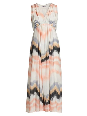 Carranza Maren Printed Voile Tie-Waist Midi-Dress