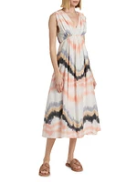 Carranza Maren Printed Voile Tie-Waist Midi-Dress