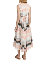 Carranza Maren Printed Voile Tie-Waist Midi-Dress