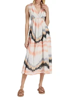 Carranza Maren Printed Voile Tie-Waist Midi-Dress