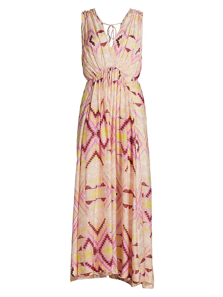 Cramer Maren Printed Voile Tie-Waist Midi-Dress