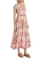 Cramer Maren Printed Voile Tie-Waist Midi-Dress