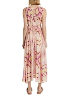 Cramer Maren Printed Voile Tie-Waist Midi-Dress