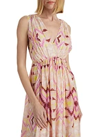 Cramer Maren Printed Voile Tie-Waist Midi-Dress