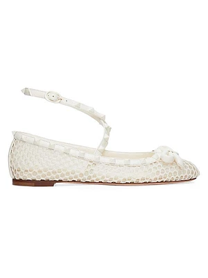 Rockstud Mesh Ballerinas with Tone on Tone Studs