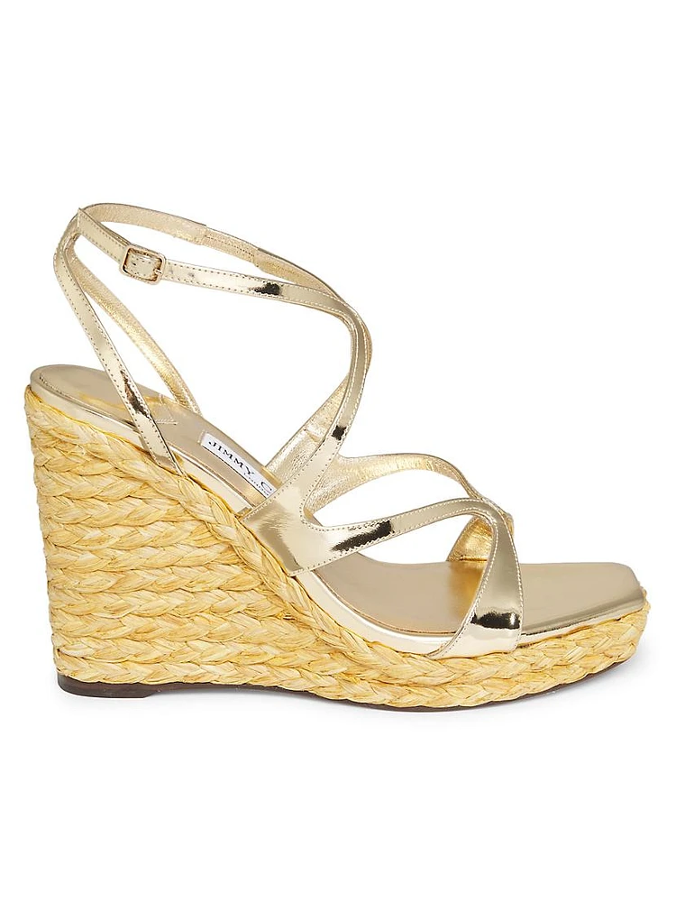 Ayla 110MM Metallic Leather Platform Wedge Sandals