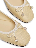 Elme Imitation-Pearl & Crystal-Embellished Raffia Flats