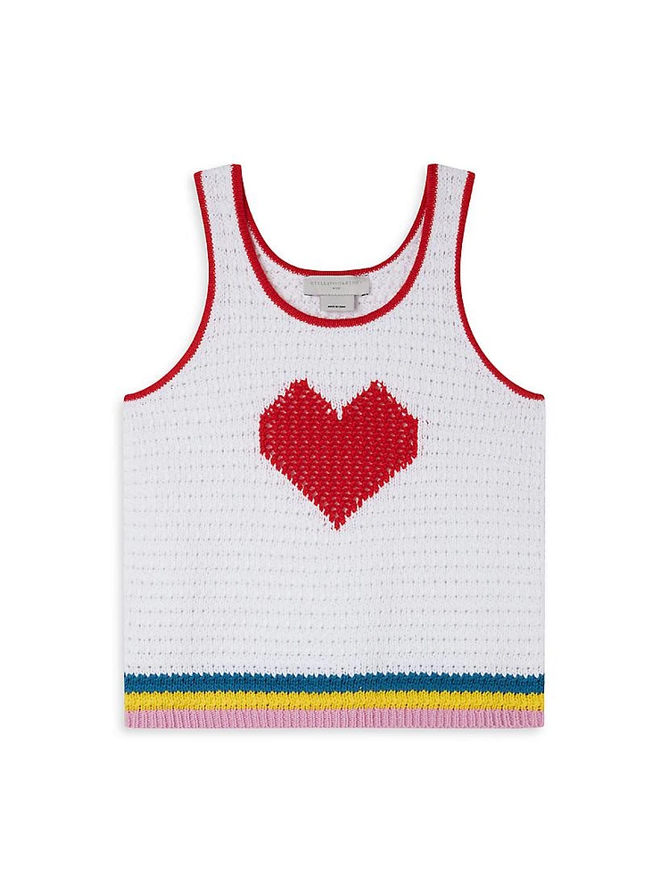 Little Girl's & Heart Crochet Knit Sleeveless Top