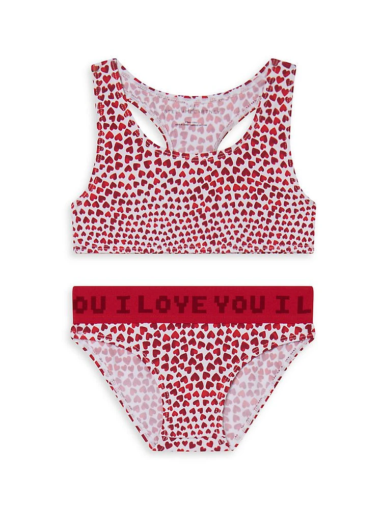 Little Girl's & 2-Piece Hearts Swimsuit