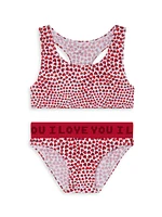 Little Girl's & 2-Piece Hearts Swimsuit