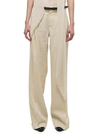 Linen-Blend Pleated Trousers