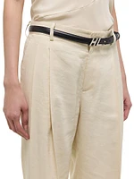 Linen-Blend Pleated Trousers