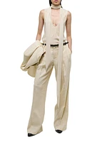 Linen-Blend Pleated Trousers