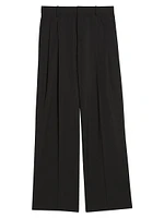 Wool Pleated Wide-Leg Trousers