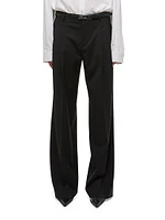 Wool Pleated Wide-Leg Trousers