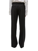 Wool Pleated Wide-Leg Trousers