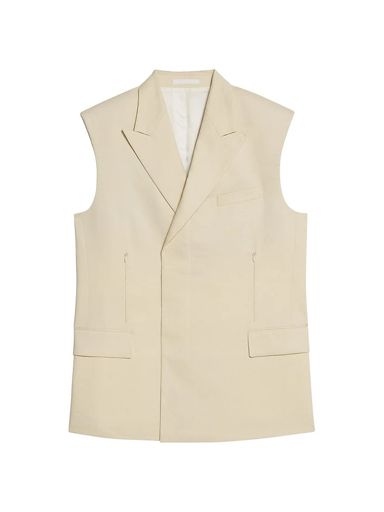 Oversized Linen-Blend Blazer Vest