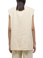 Oversized Linen-Blend Blazer Vest