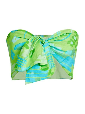 Toni Printed Linen Crop Top