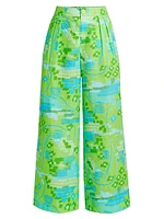 Campbell Patterned Linen Wide-Leg Pants